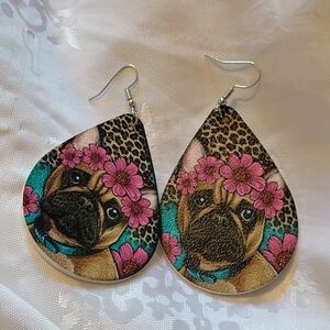 🌲BUY 1 GET 1 FREE 🌲Bulldog Teardrop Earrings with Floral Design